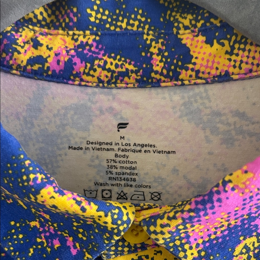 SIZE M | Men's Multicolor Abstract Print Shirt Golf Shirt - Picture 6 of 9